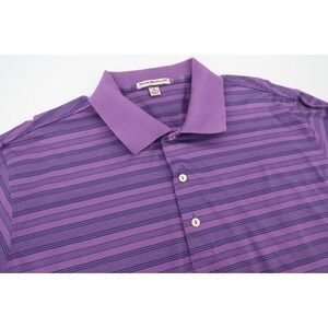 Peter Millar Mens XL Purple Striped Golf Short Sleeve Cotton Polo Shirt